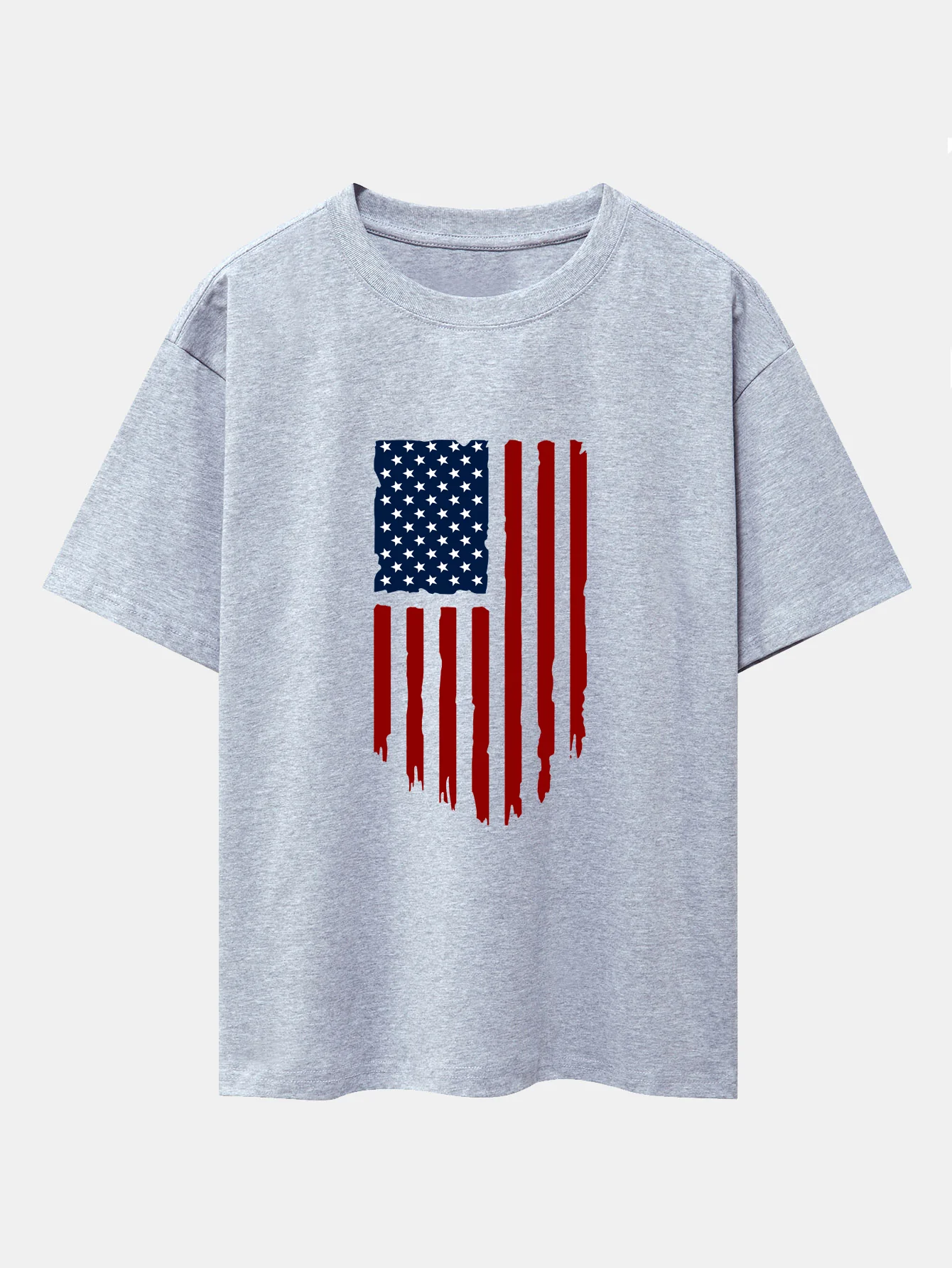 Oversize-T-Shirt mit amerikanischem Flaggen-Print und überschnittenen Schultern - Image 3