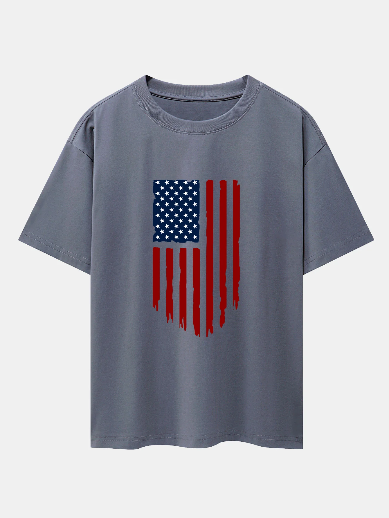 Oversize-T-Shirt mit amerikanischem Flaggen-Print und überschnittenen Schultern - Image 4