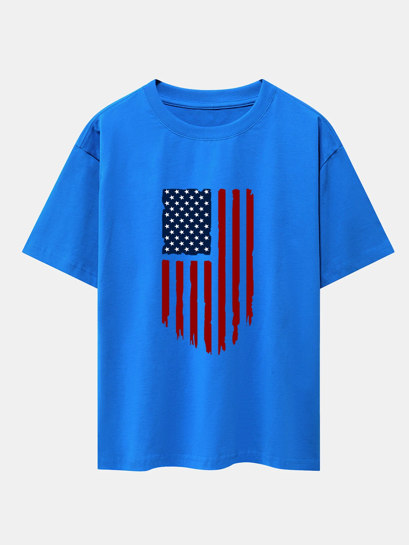 Oversize-T-Shirt mit amerikanischem Flaggen-Print und überschnittenen Schultern - Image 5
