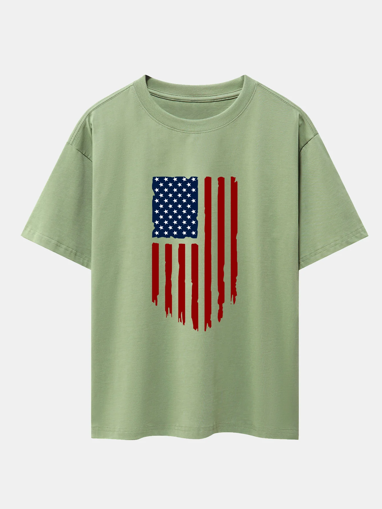 Oversize-T-Shirt mit amerikanischem Flaggen-Print und überschnittenen Schultern - Image 6