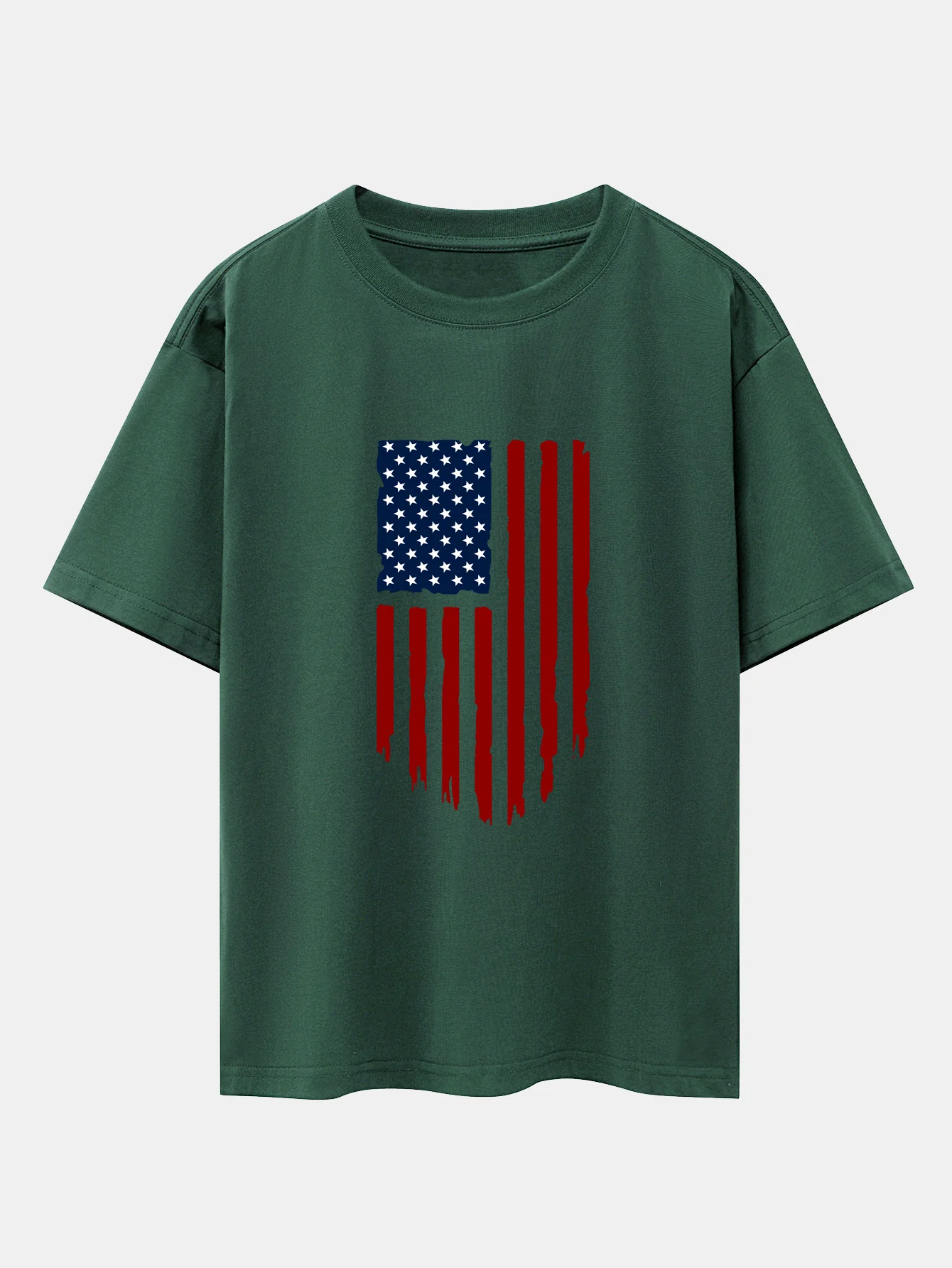 Oversize-T-Shirt mit amerikanischem Flaggen-Print und überschnittenen Schultern - Image 7