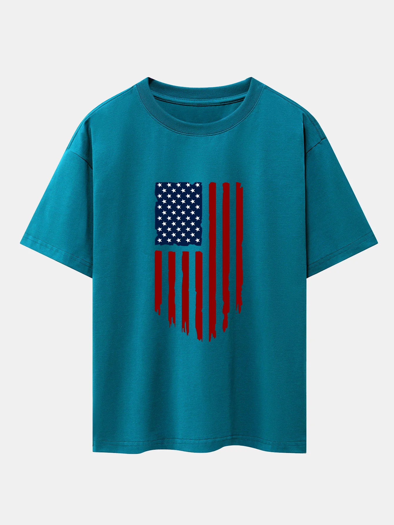 Oversize-T-Shirt mit amerikanischem Flaggen-Print und überschnittenen Schultern - Image 9