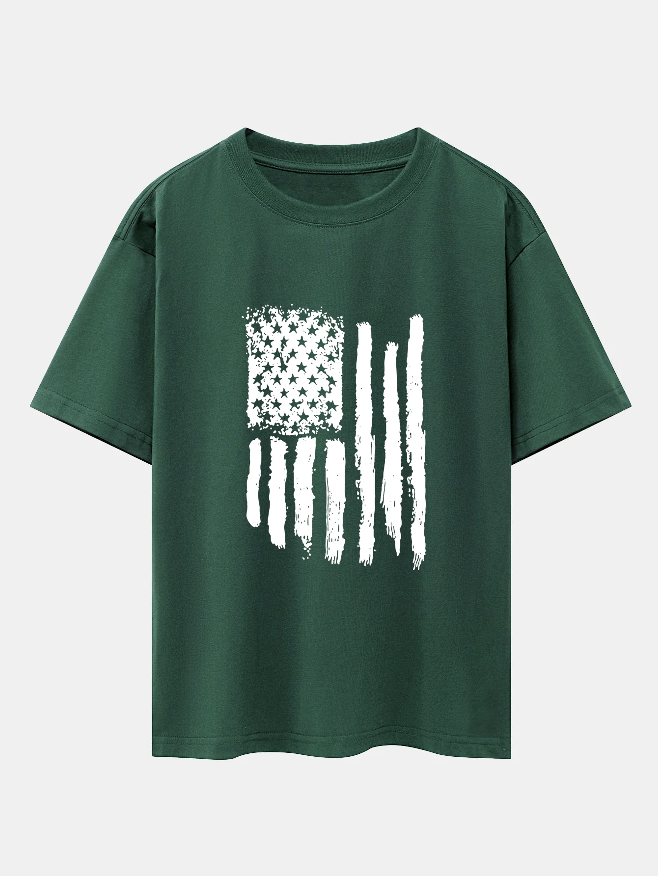 Oversize-T-Shirt mit amerikanischem Flaggen-Print und überschnittenen Schultern - Image 10