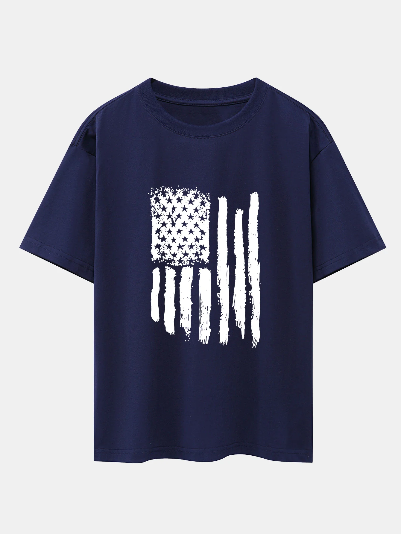 Oversize-T-Shirt mit amerikanischem Flaggen-Print und überschnittenen Schultern - Image 11