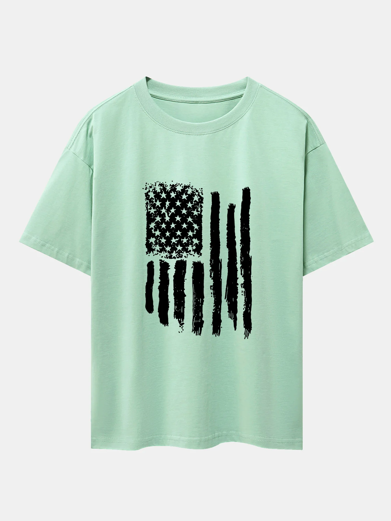 Oversize-T-Shirt mit amerikanischem Flaggen-Print und überschnittenen Schultern - Image 12