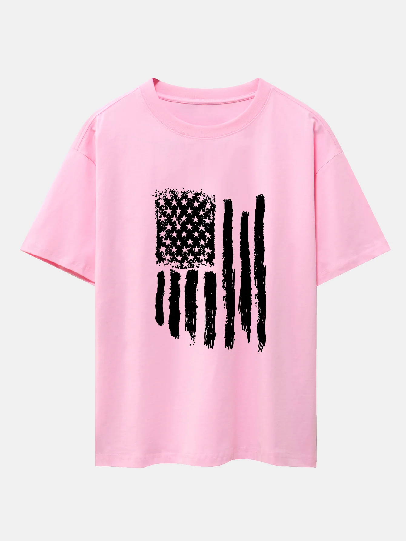 Oversize-T-Shirt mit amerikanischem Flaggen-Print und überschnittenen Schultern - Image 13