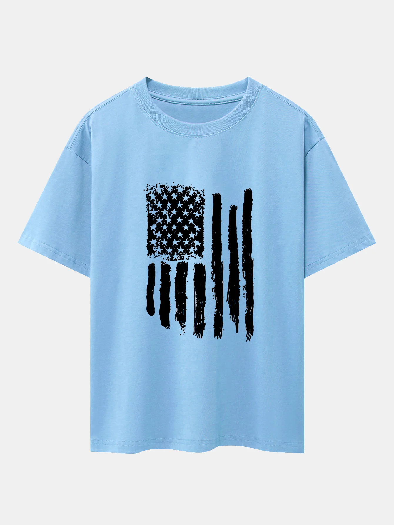 Oversize-T-Shirt mit amerikanischem Flaggen-Print und überschnittenen Schultern - Image 14