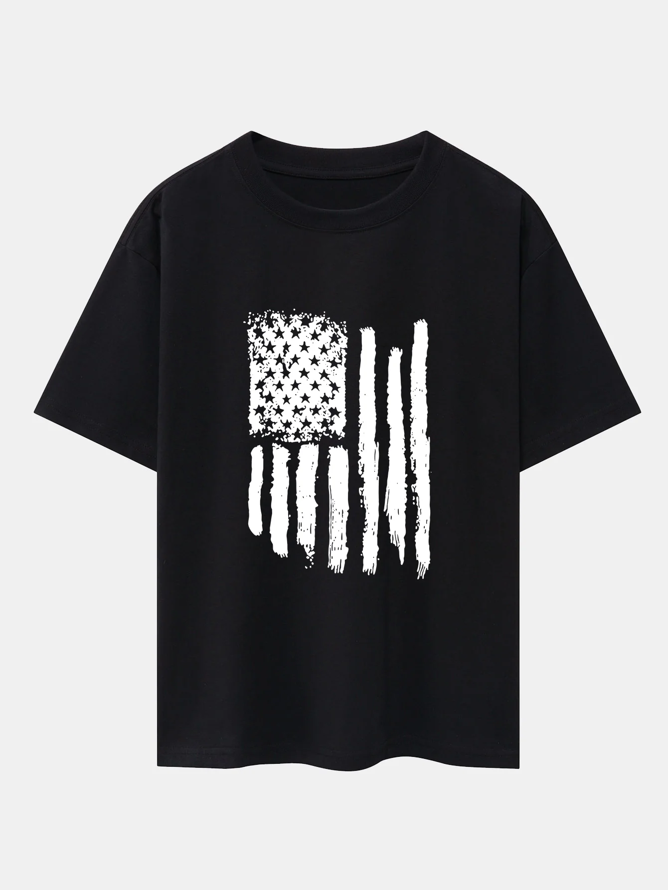 Oversize-T-Shirt mit amerikanischem Flaggen-Print und überschnittenen Schultern - Image 2