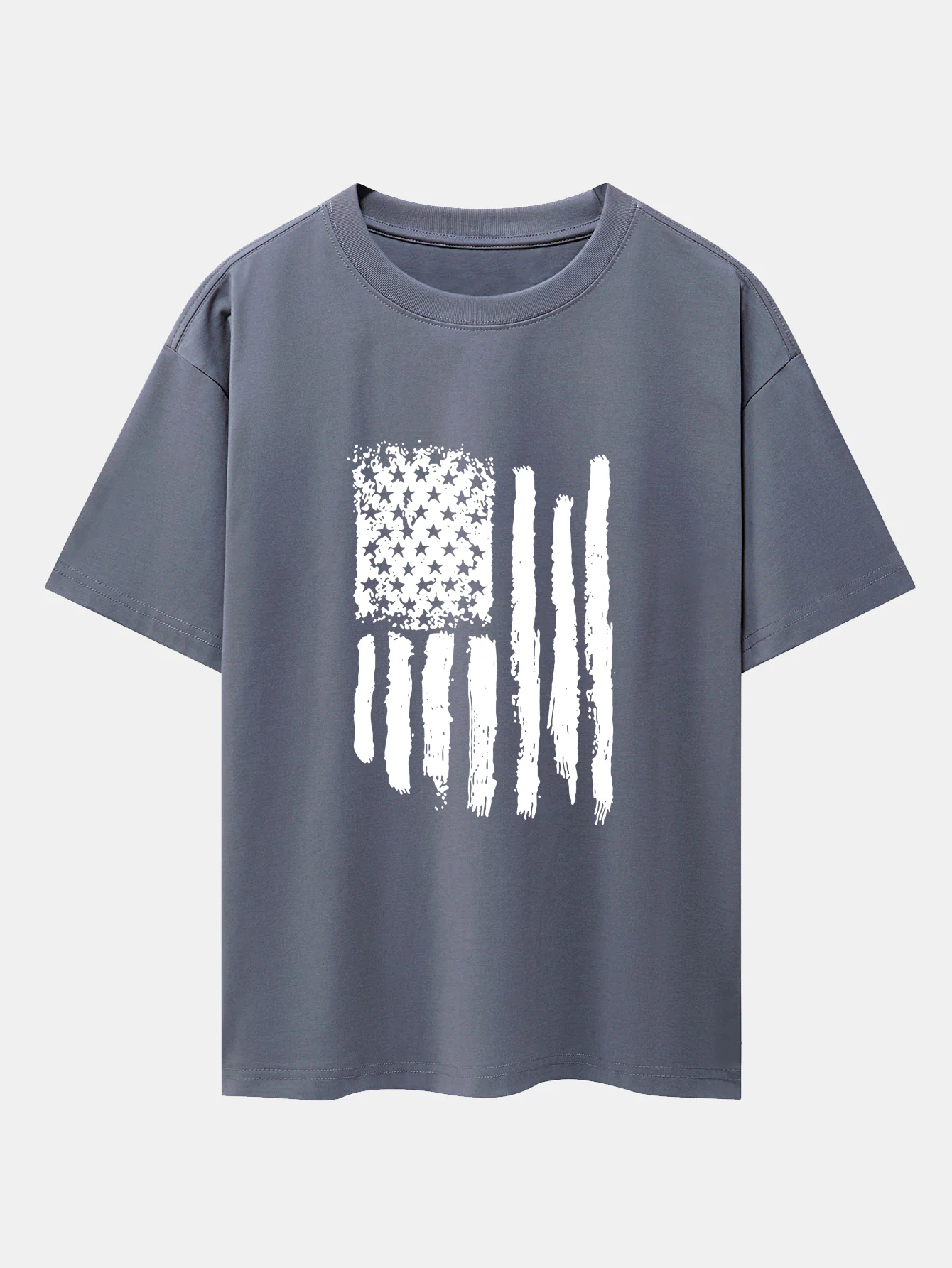 Oversize-T-Shirt mit amerikanischem Flaggen-Print und überschnittenen Schultern - Image 3