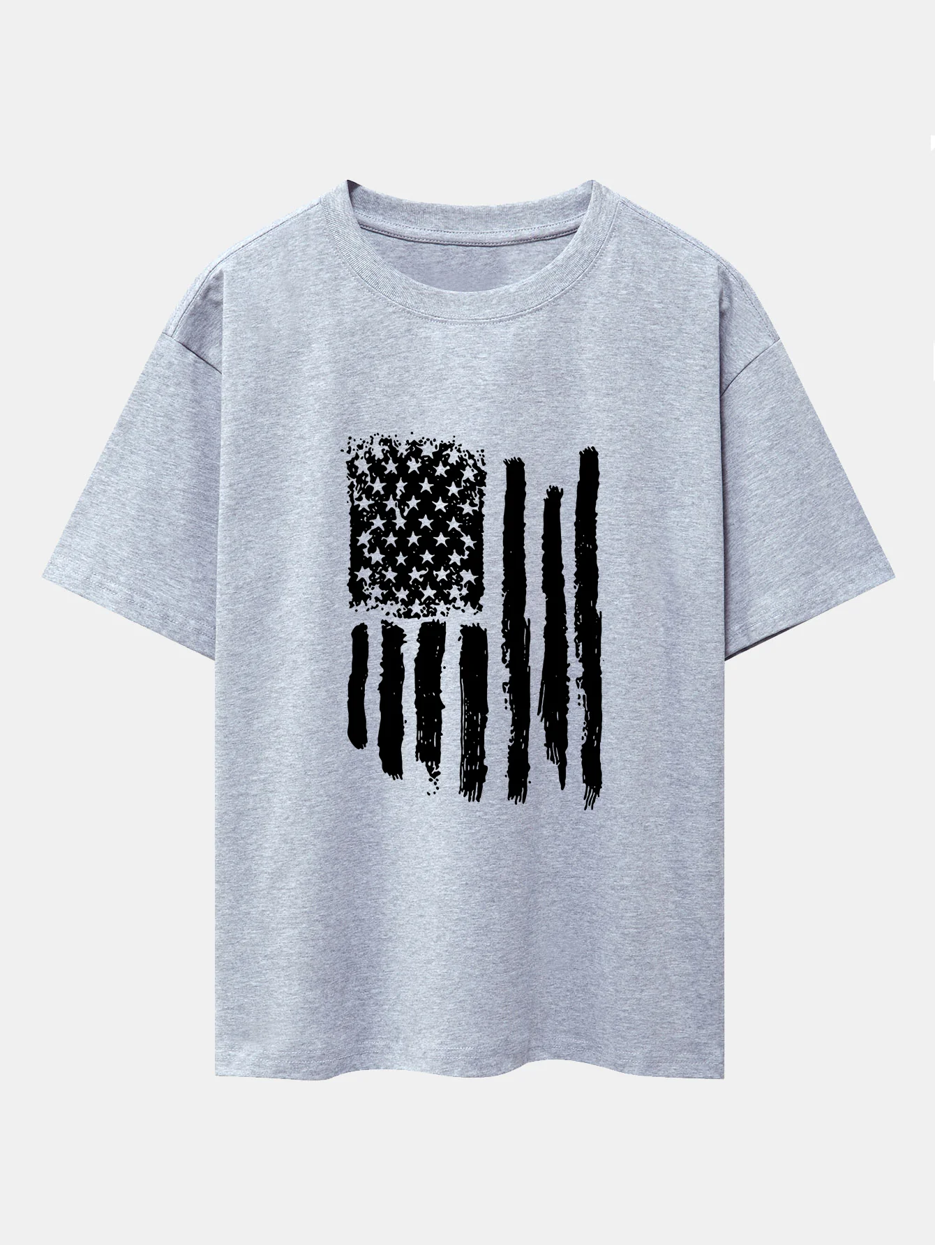 Oversize-T-Shirt mit amerikanischem Flaggen-Print und überschnittenen Schultern - Image 4