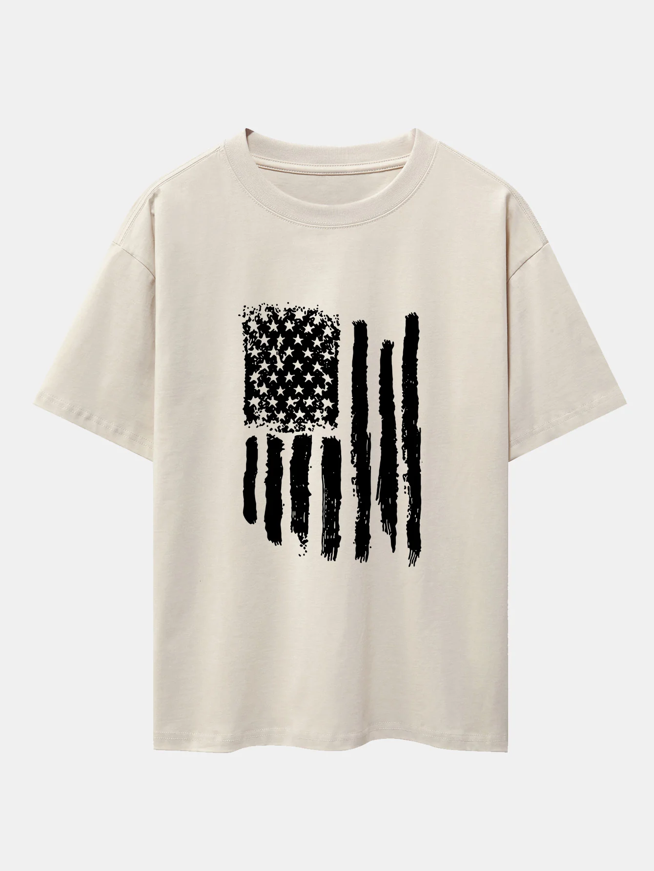 Oversize-T-Shirt mit amerikanischem Flaggen-Print und überschnittenen Schultern - Image 5