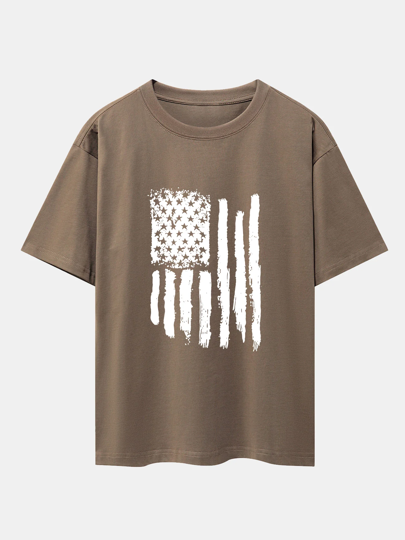 Oversize-T-Shirt mit amerikanischem Flaggen-Print und überschnittenen Schultern - Image 6