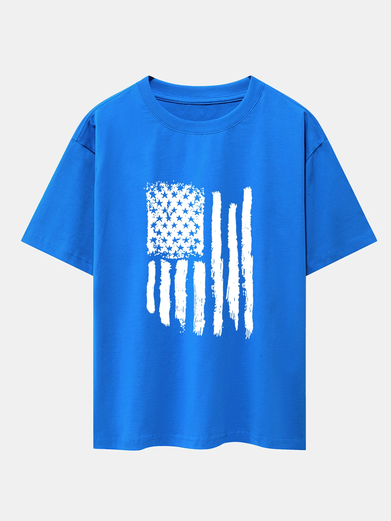 Oversize-T-Shirt mit amerikanischem Flaggen-Print und überschnittenen Schultern - Image 8