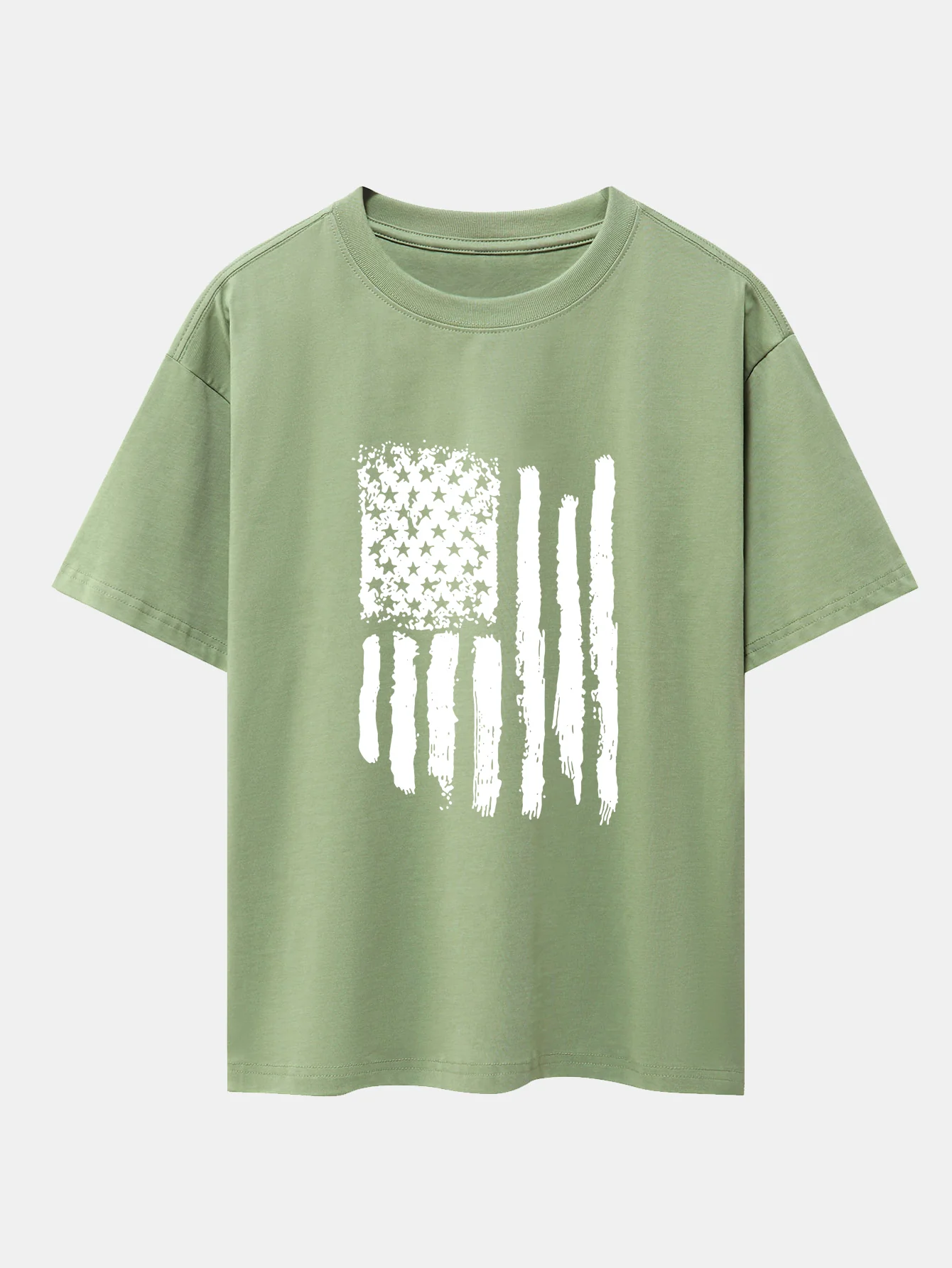 Oversize-T-Shirt mit amerikanischem Flaggen-Print und überschnittenen Schultern - Image 9