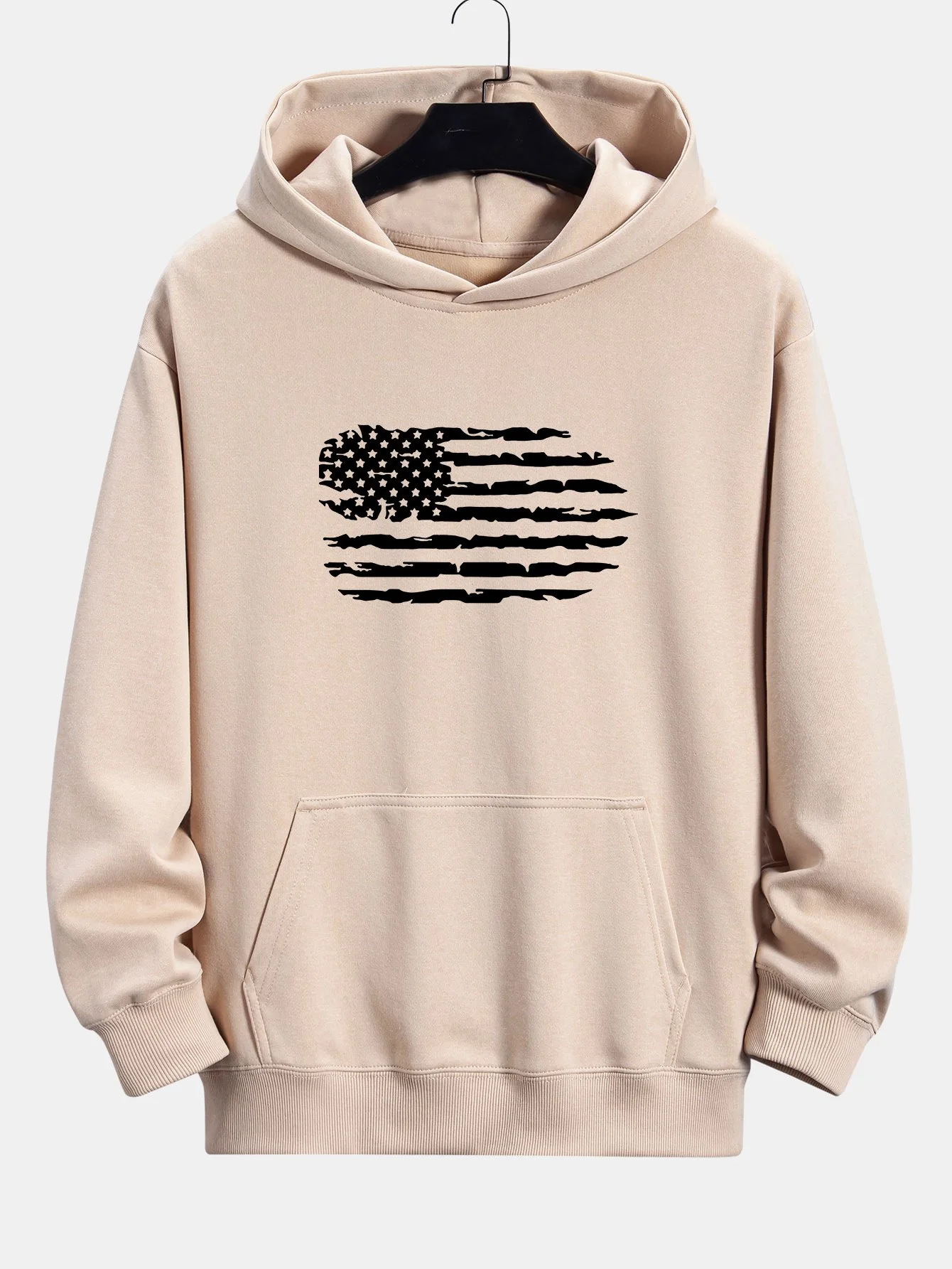 Amerikanische Flagge Druck Relax Fit Hoodie - Image 4