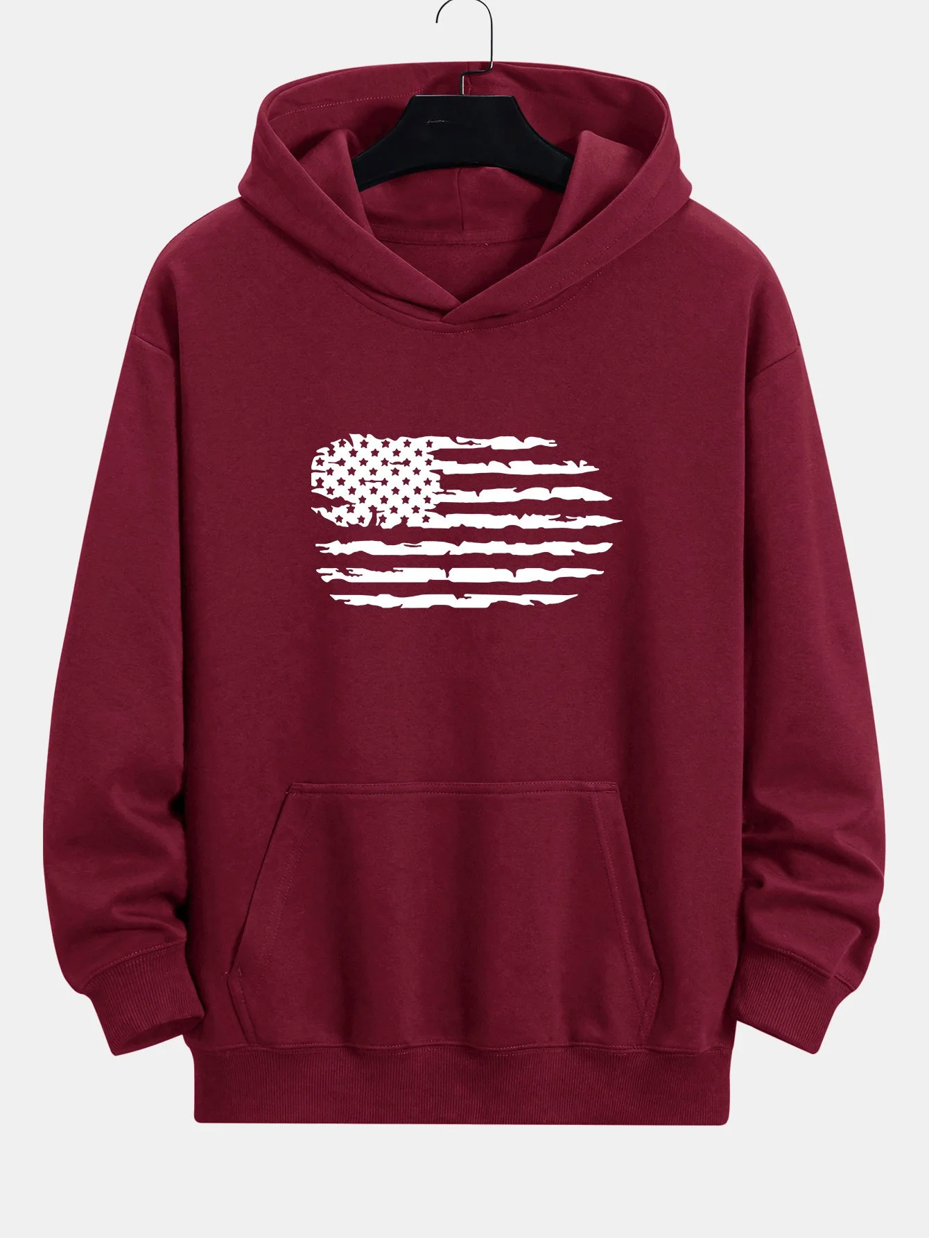 Amerikanische Flagge Druck Relax Fit Hoodie - Image 7