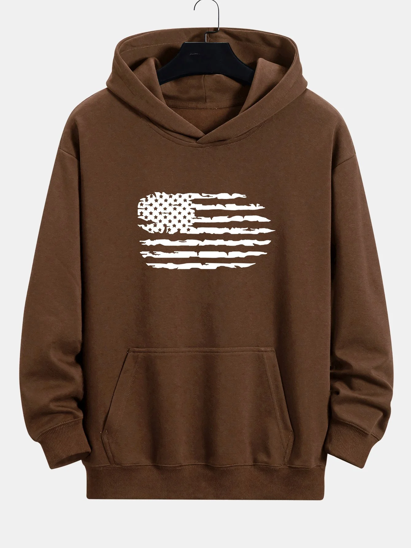 Amerikanische Flagge Druck Relax Fit Hoodie - Image 8