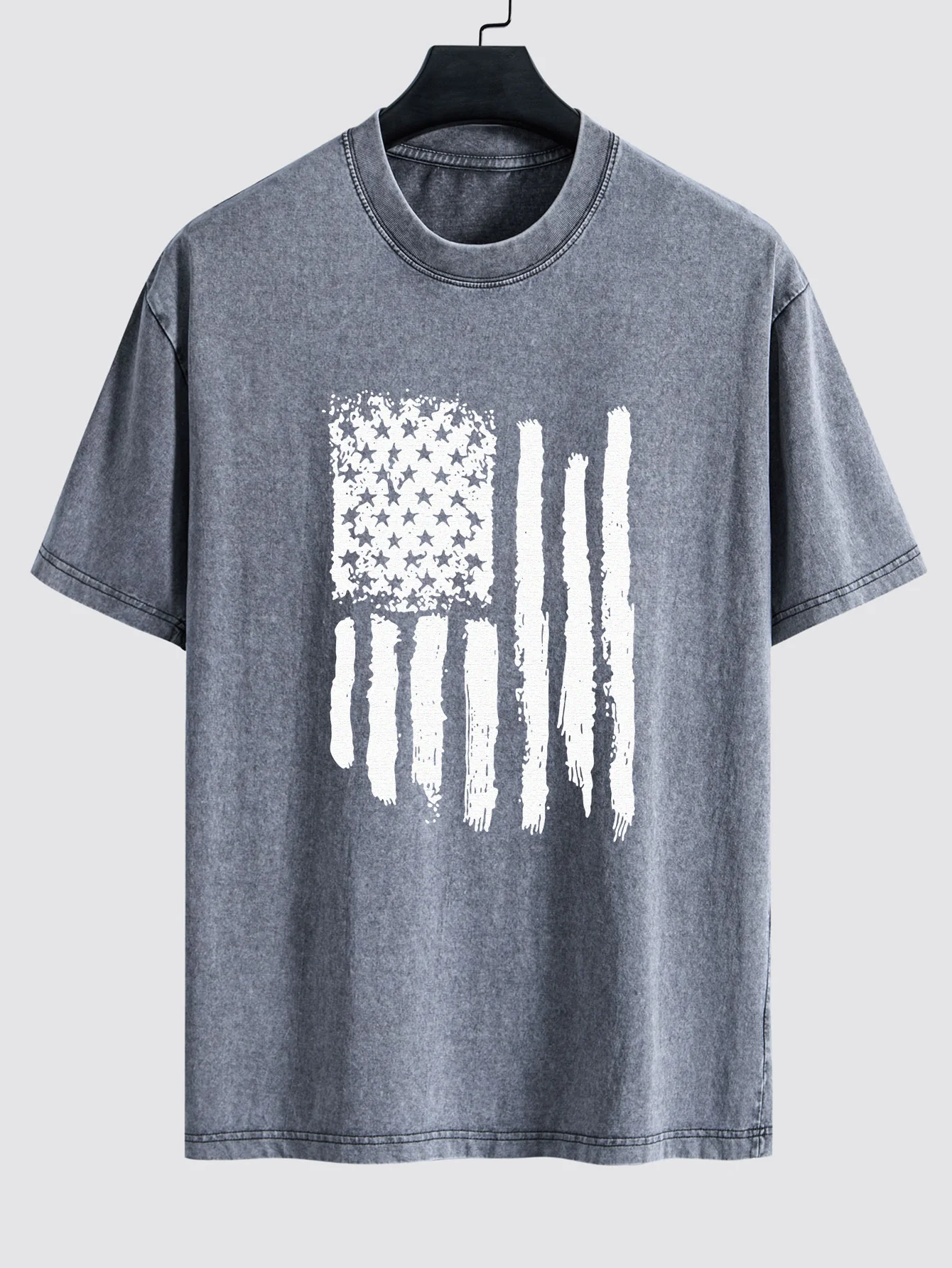 T-Shirt mit amerikanischer Flagge, gewaschen, im Used-Look, mit tief angesetzten Schultern - Image 2