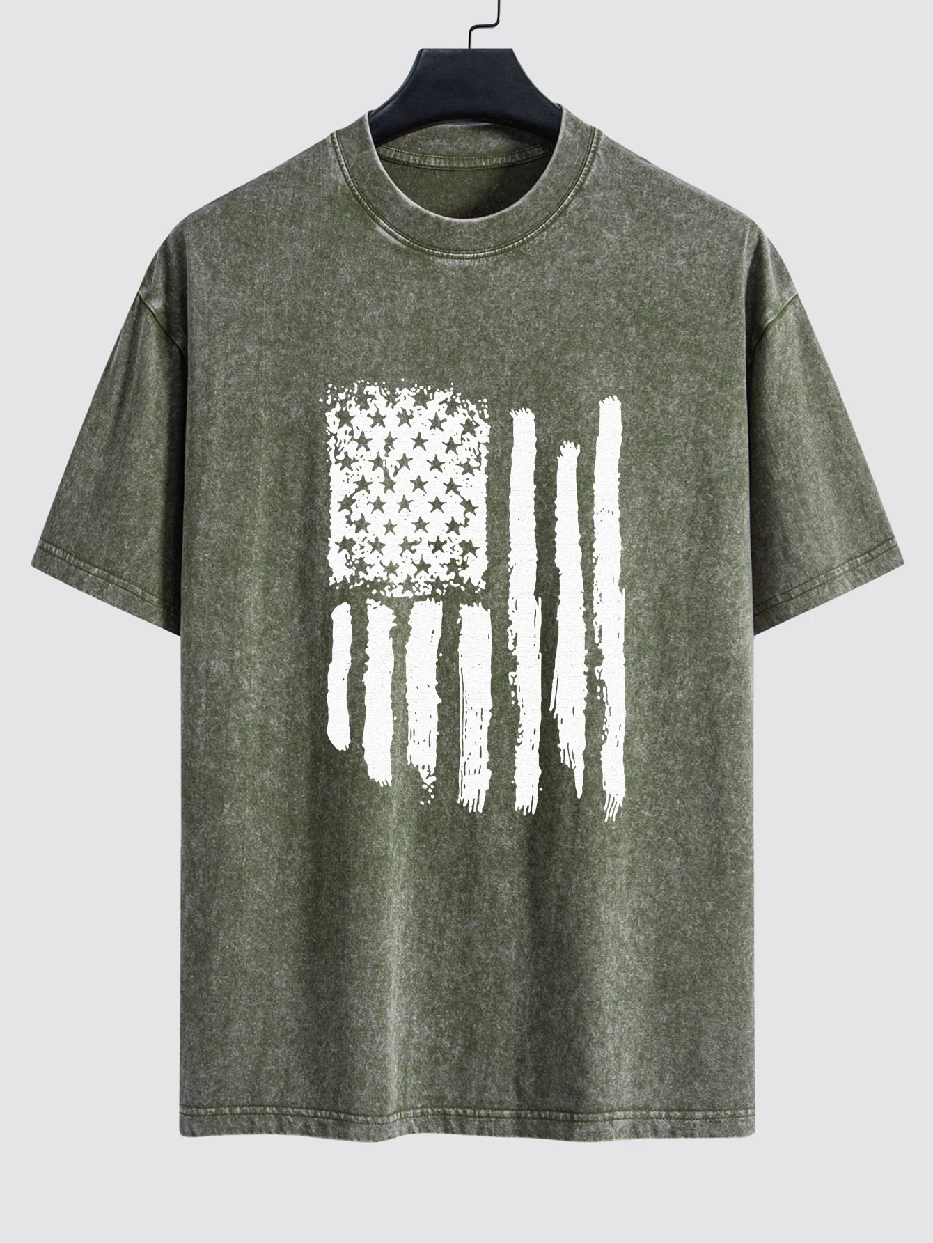 T-Shirt mit amerikanischer Flagge, gewaschen, im Used-Look, mit tief angesetzten Schultern - Image 3