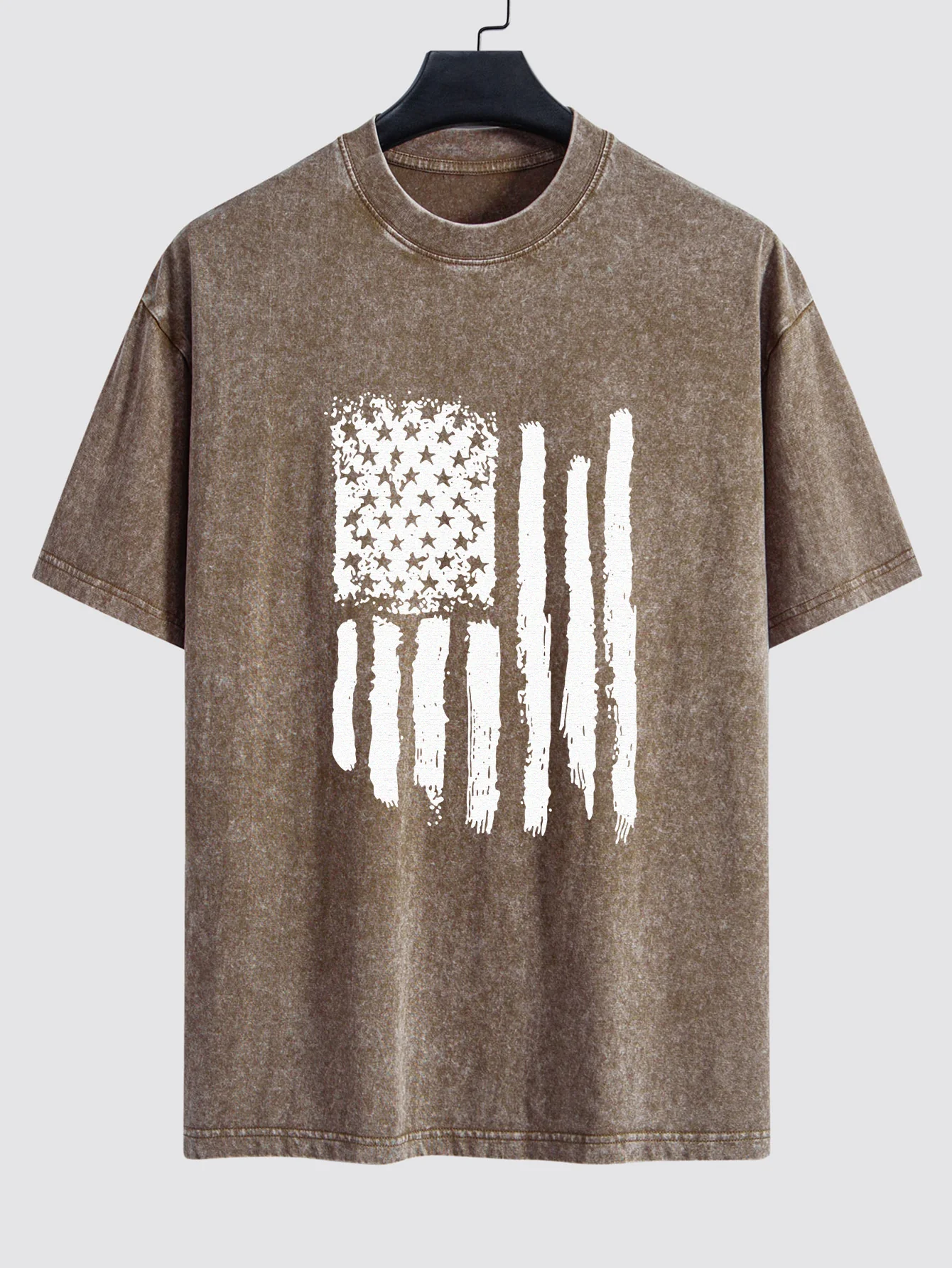 T-Shirt mit amerikanischer Flagge, gewaschen, im Used-Look, mit tief angesetzten Schultern - Image 4