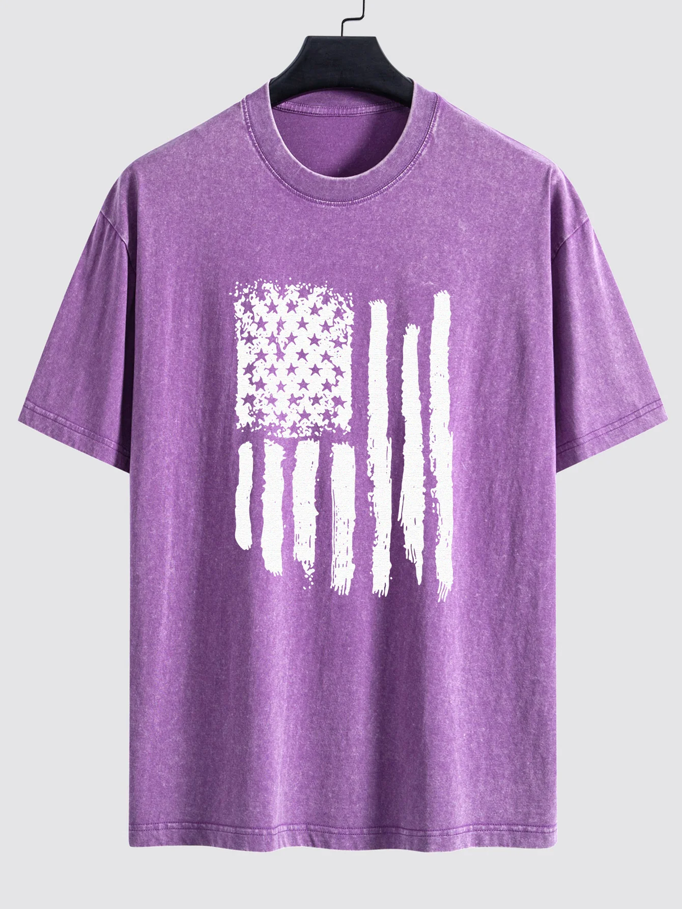 T-Shirt mit amerikanischer Flagge, gewaschen, im Used-Look, mit tief angesetzten Schultern - Image 5