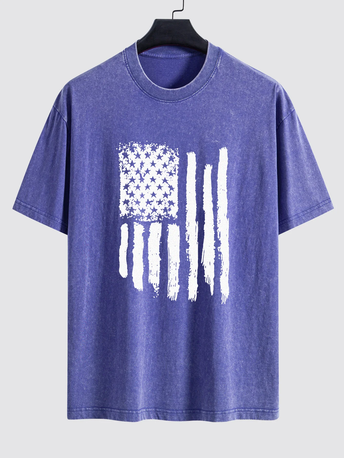 T-Shirt mit amerikanischer Flagge, gewaschen, im Used-Look, mit tief angesetzten Schultern - Image 6