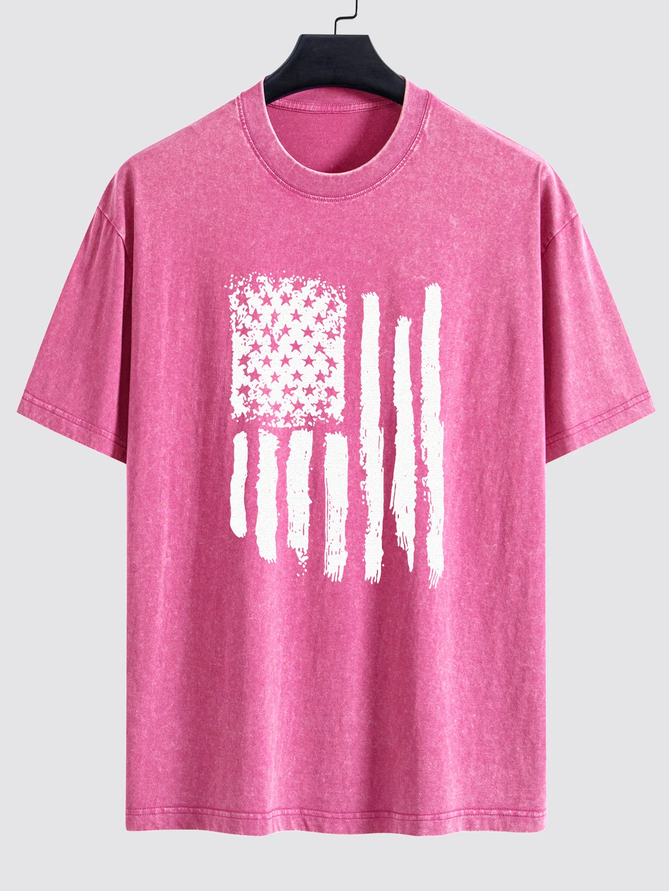 T-Shirt mit amerikanischer Flagge, gewaschen, im Used-Look, mit tief angesetzten Schultern - Image 7