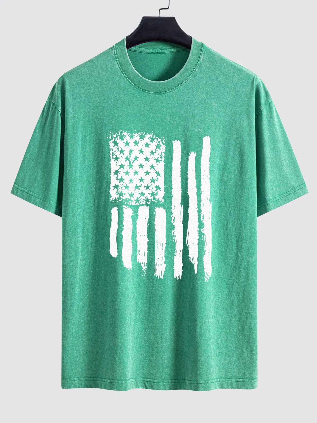 T-Shirt mit amerikanischer Flagge, gewaschen, im Used-Look, mit tief angesetzten Schultern - Image 8
