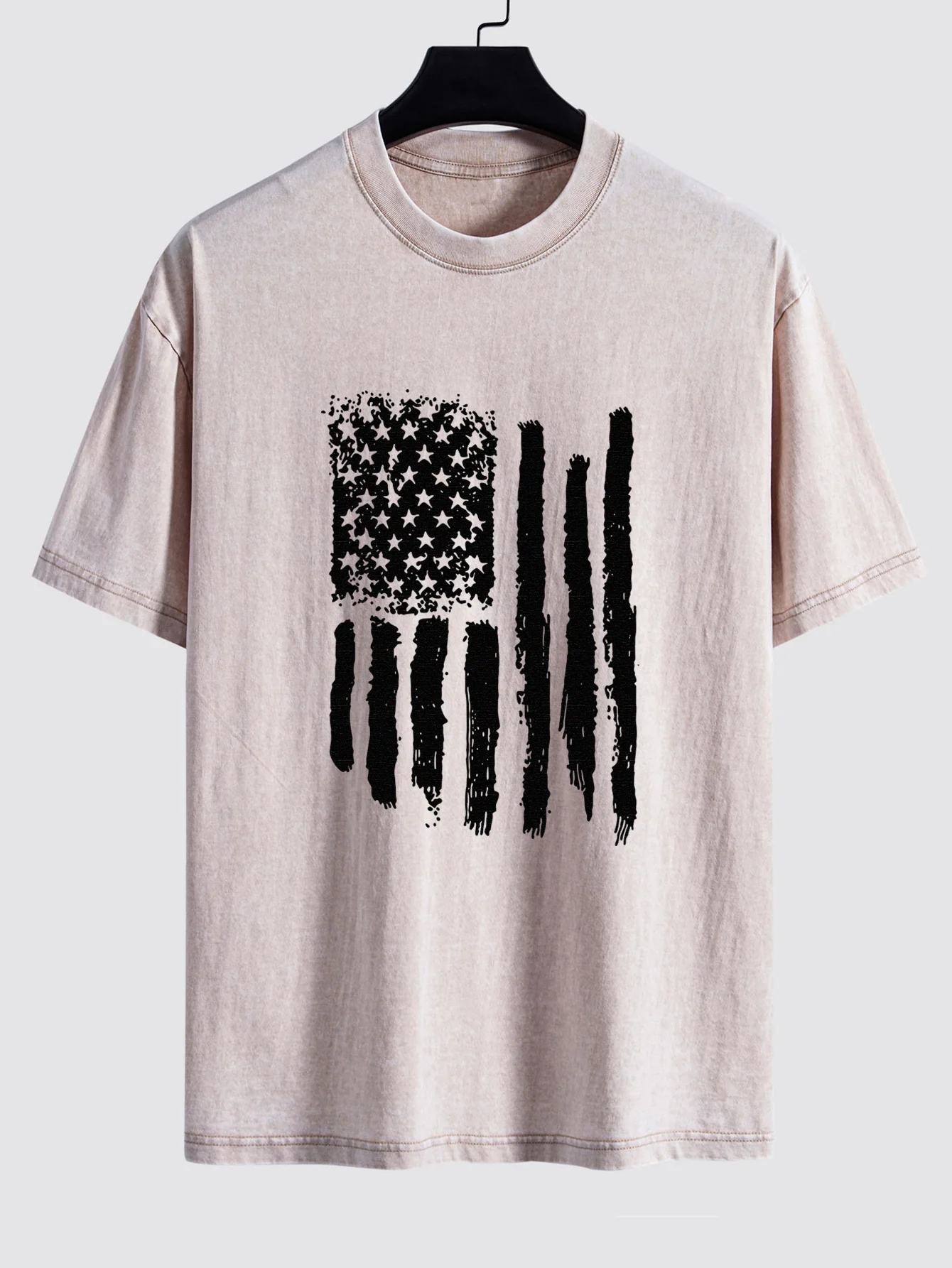 T-Shirt mit amerikanischer Flagge, gewaschen, im Used-Look, mit tief angesetzten Schultern - Image 9