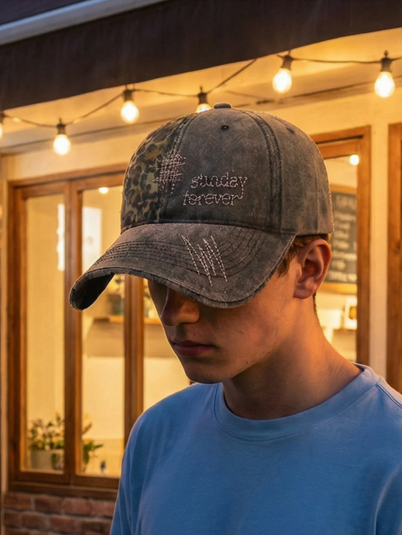 American Vintage Leopard Print Letter Embroidery Baseball Cap - Image 10