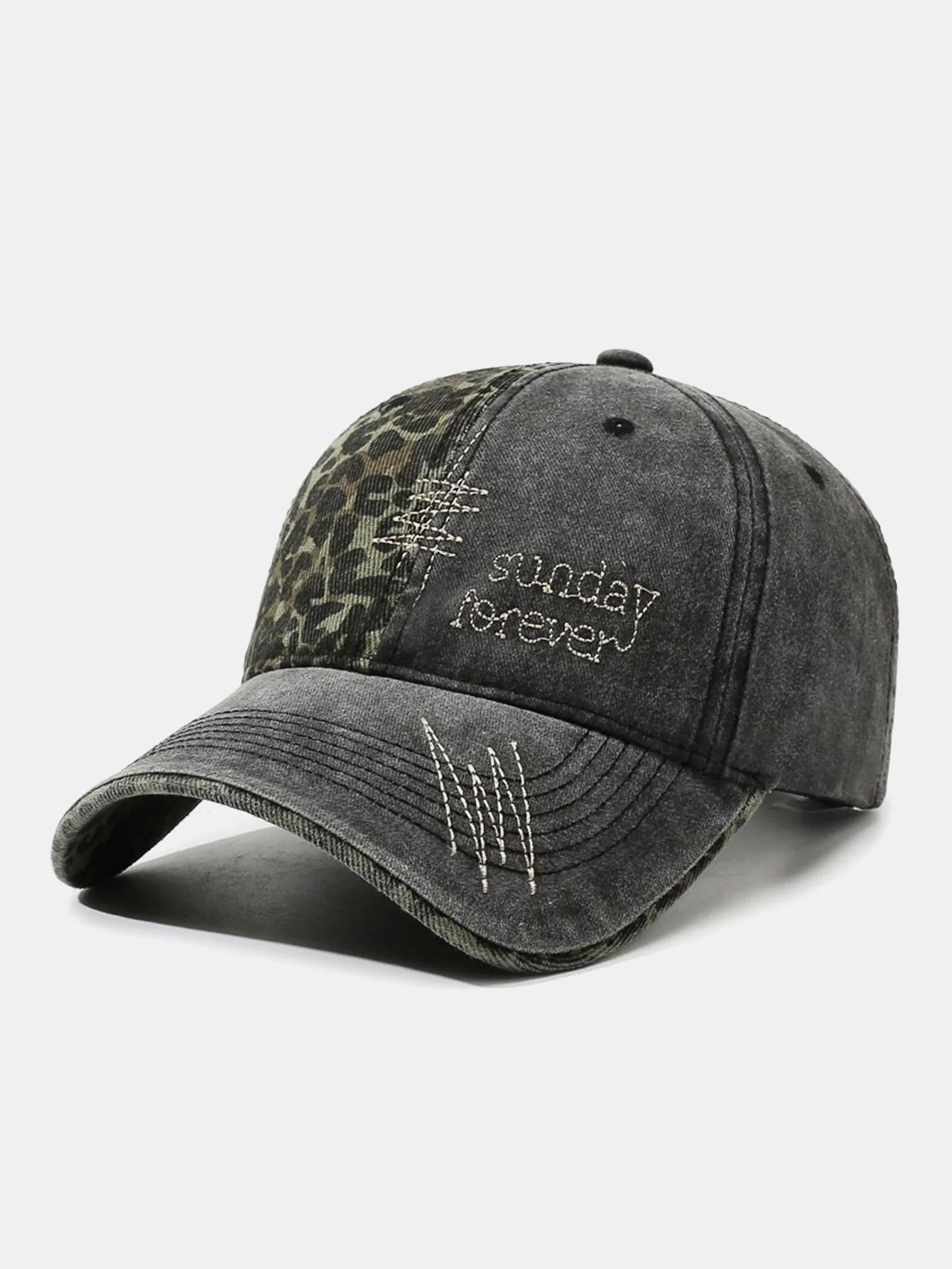 American Vintage Leopard Print Letter Embroidery Baseball Cap - Image 3
