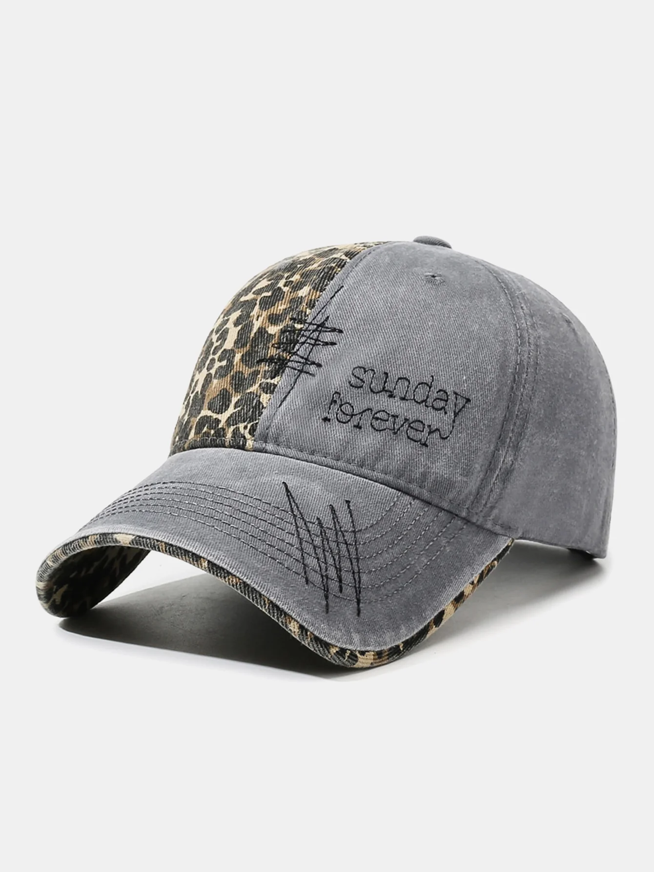 American Vintage Leopard Print Letter Embroidery Baseball Cap - Image 4