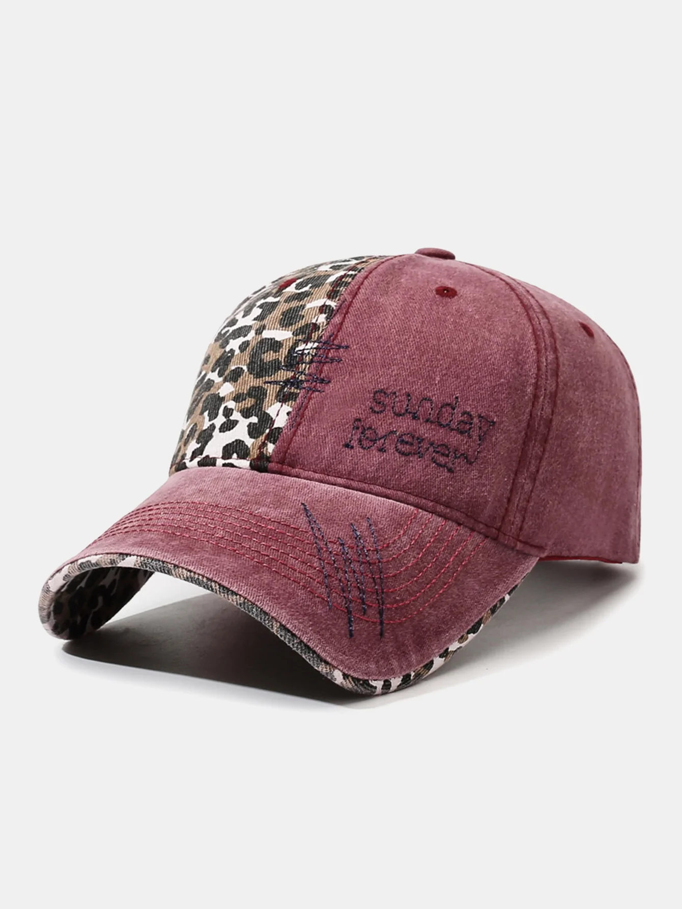 American Vintage Leopard Print Letter Embroidery Baseball Cap - Image 5