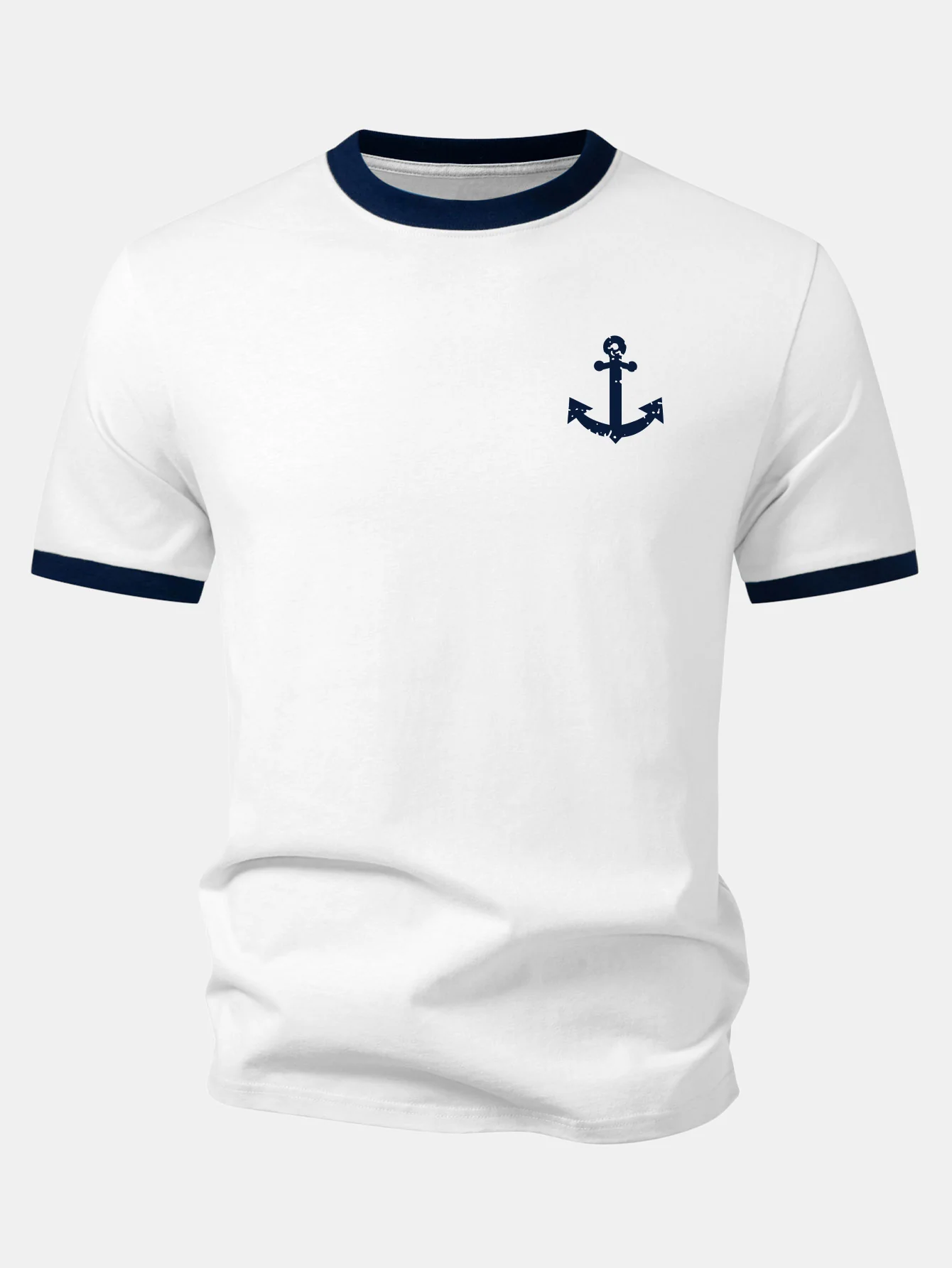 Anchor Print Contrast Ringer T-Shirt - Image 7