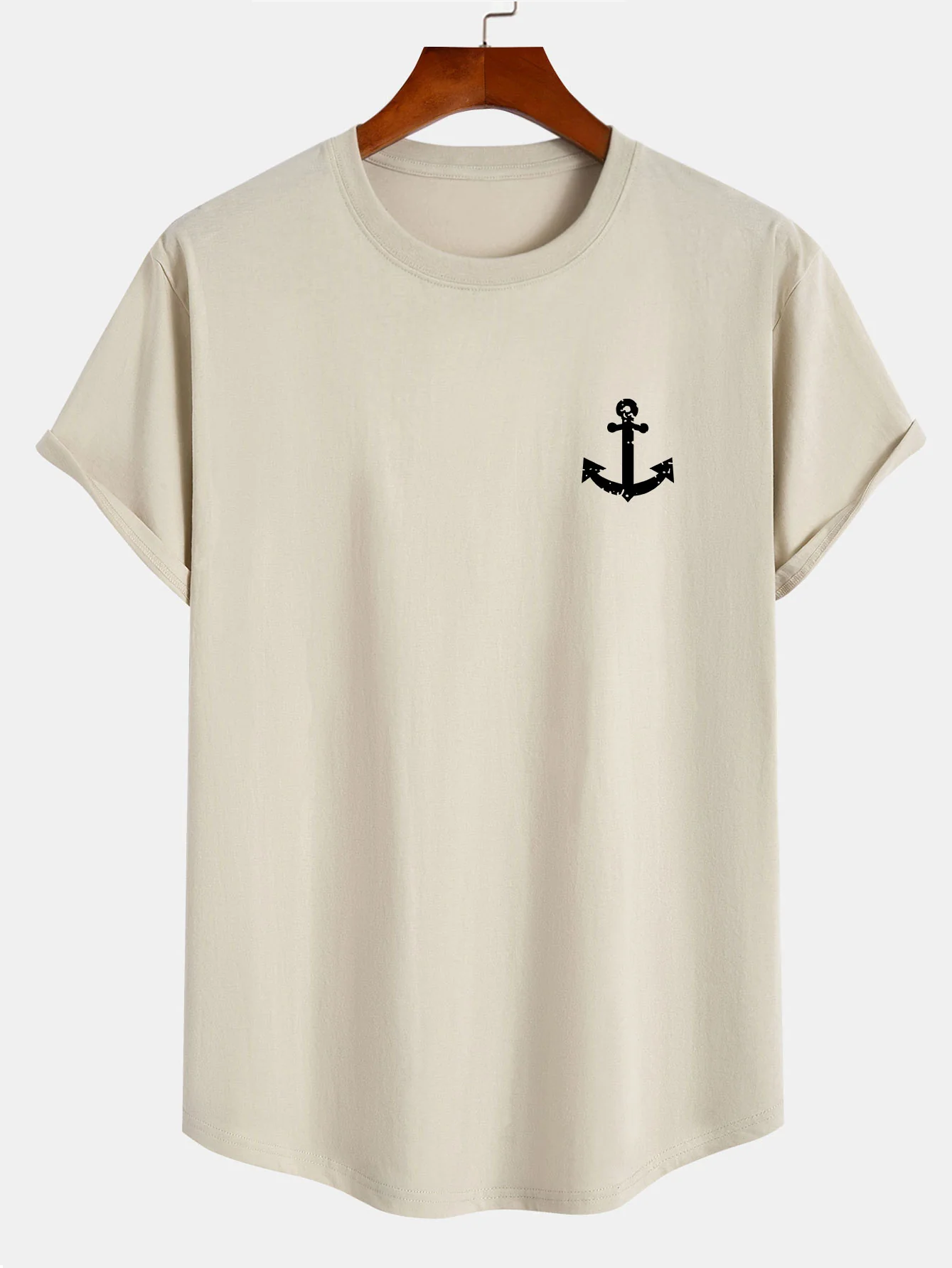 Anchor Print Baumwoll T-Shirt mit Bogen-Saum - Image 3