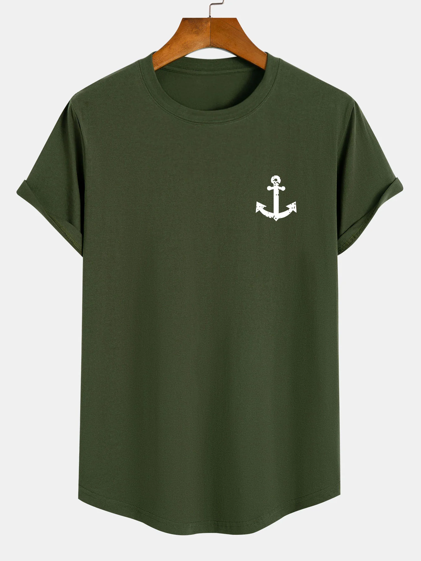 Anchor Print Baumwoll T-Shirt mit Bogen-Saum - Image 4