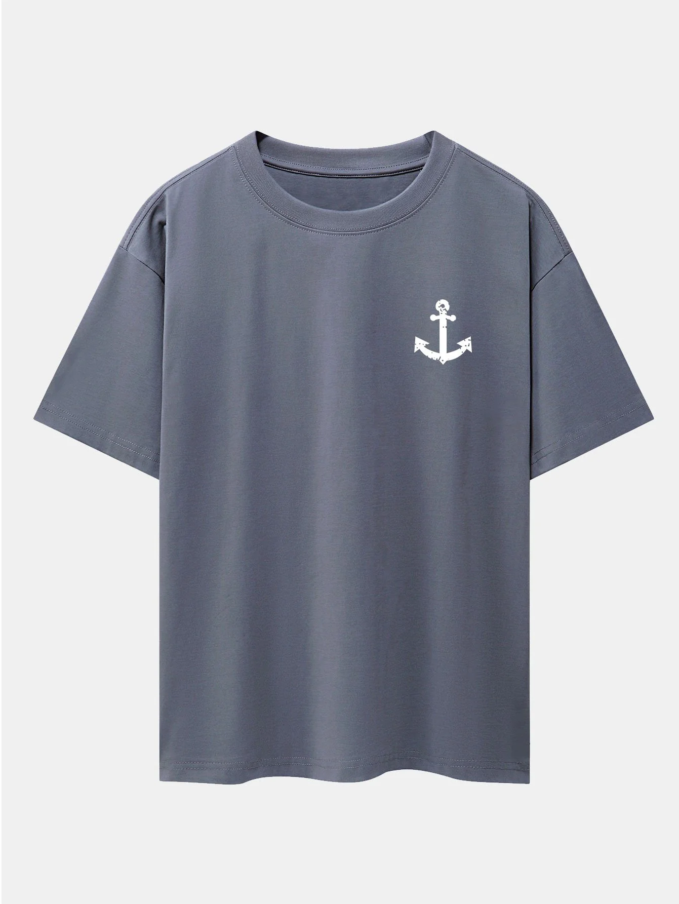 Anchor Print Drop Shoulder Oversize T-Shirt - Image 10