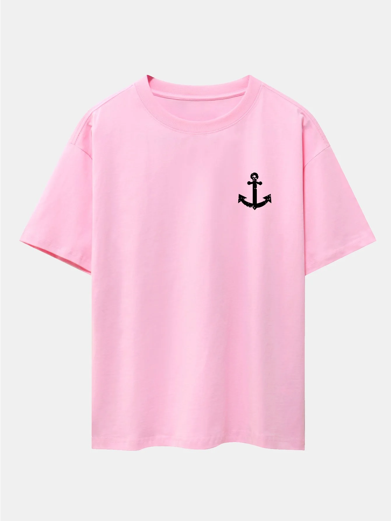 Anchor Print Drop Shoulder Oversize T-Shirt - Image 7