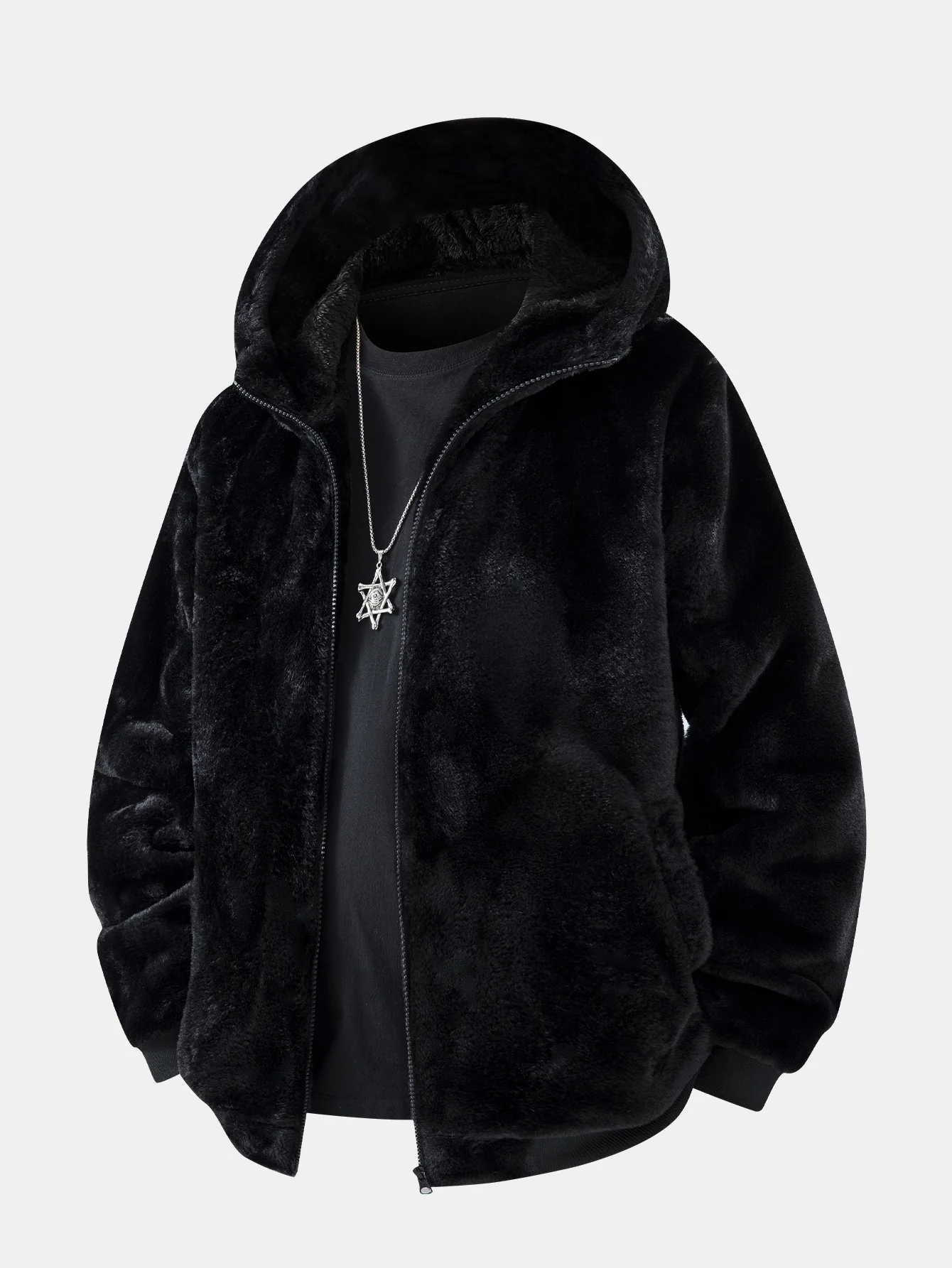 Kapuzenjacke mit Tiermuster aus Kunstfell - Image 5
