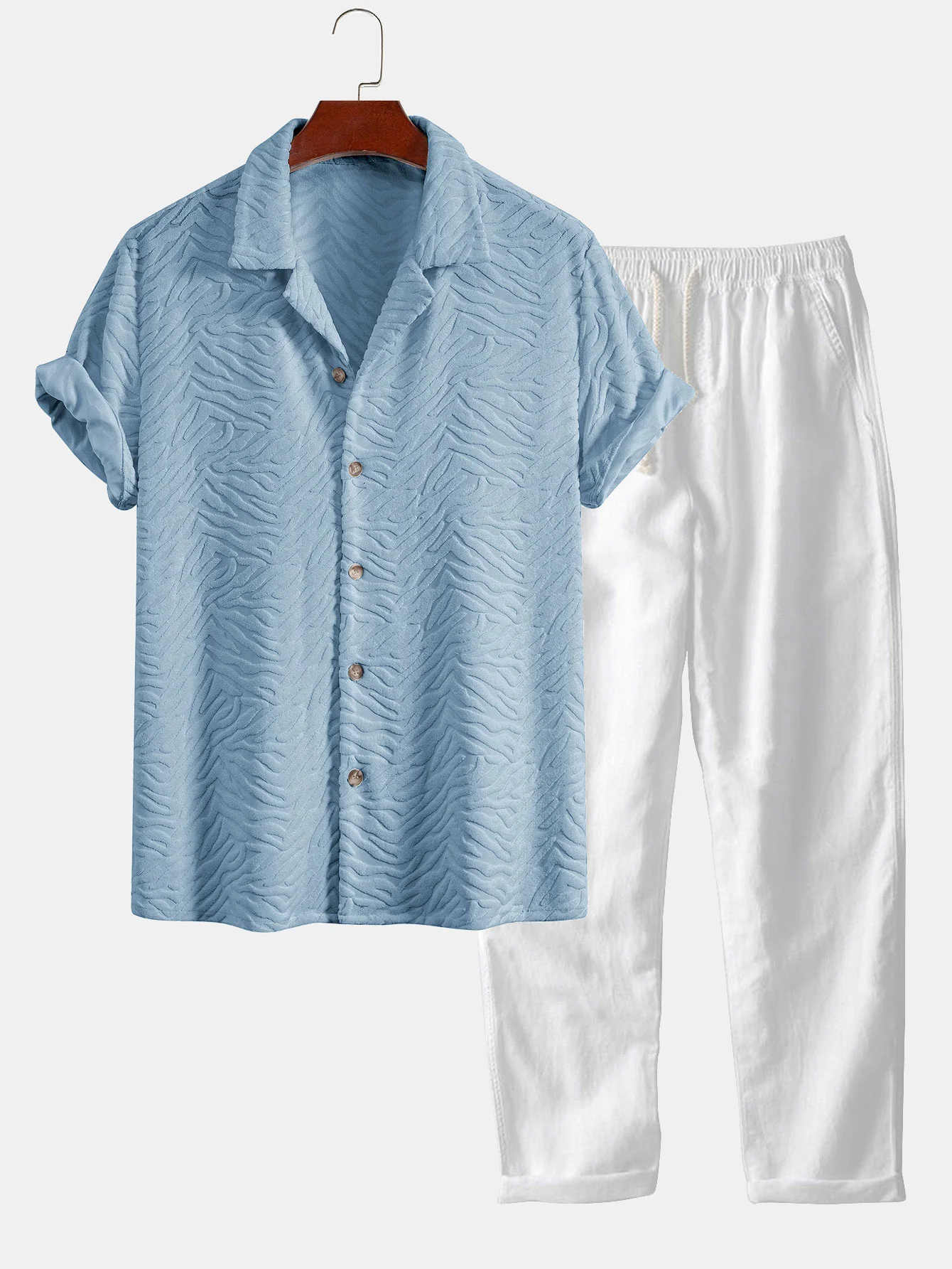 Animal Texture Terry Cuban Hemd & Leinenhose mit geradem Bein - Image 3