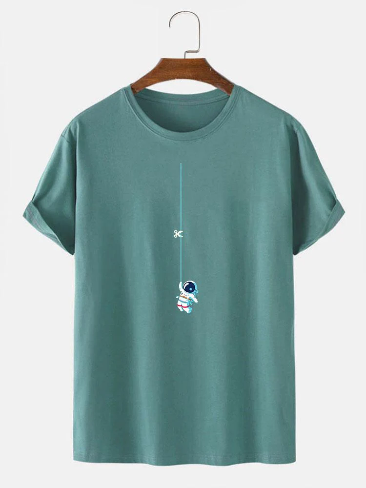 Astronaut an einer Schnur Druck T-Shirt - Image 6