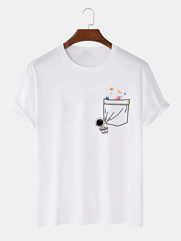 Astronauten Weltraum Taschen Druck T-Shirt - Image 3