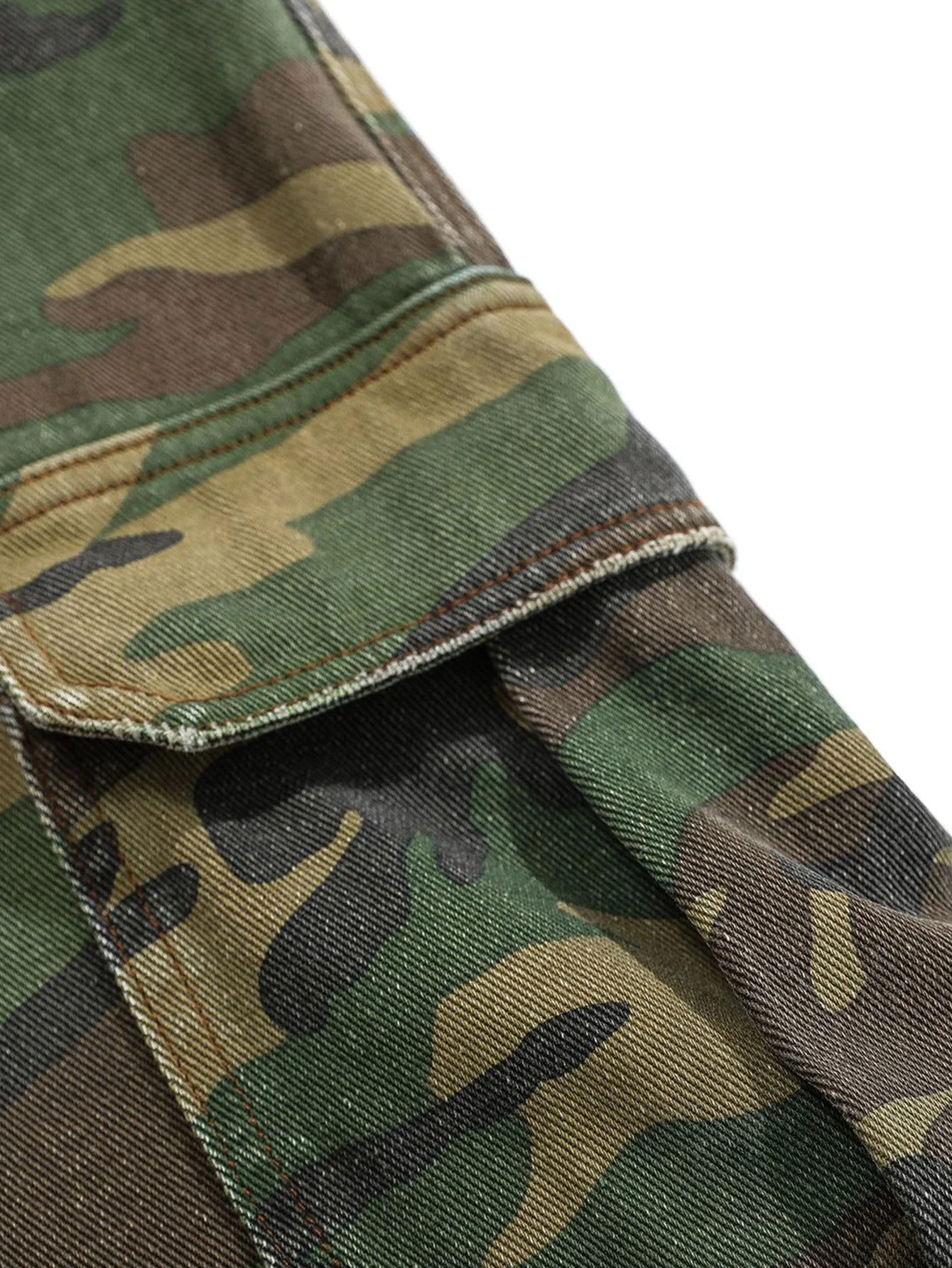 Baggy Passform Camouflage Zerrissene Weite Bein Hose - Image 10