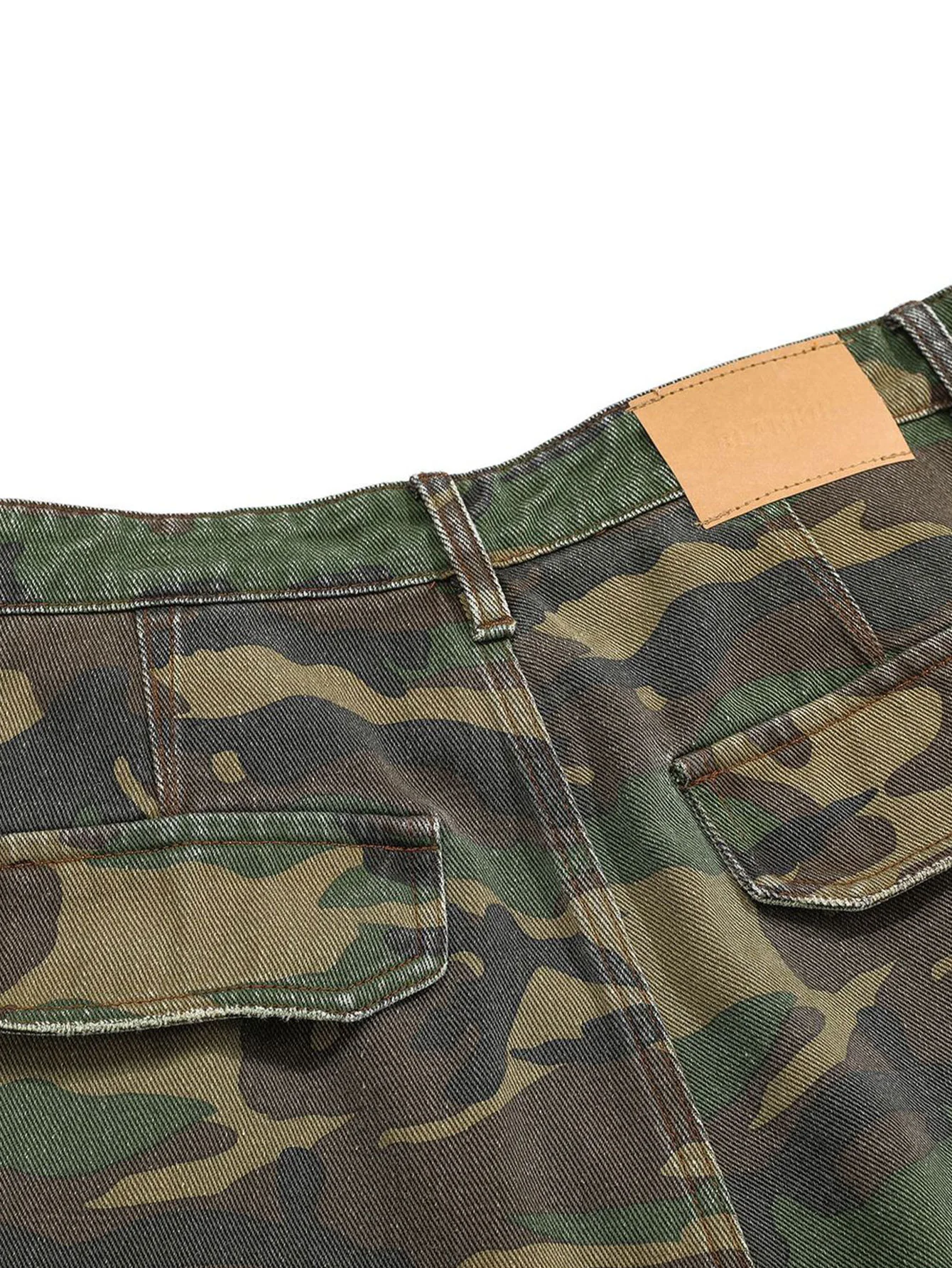 Baggy Passform Camouflage Zerrissene Weite Bein Hose - Image 11