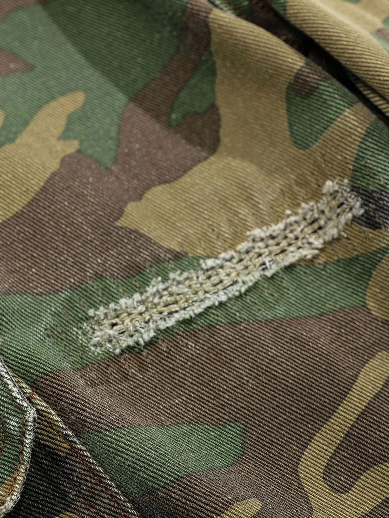 Baggy Passform Camouflage Zerrissene Weite Bein Hose - Image 13