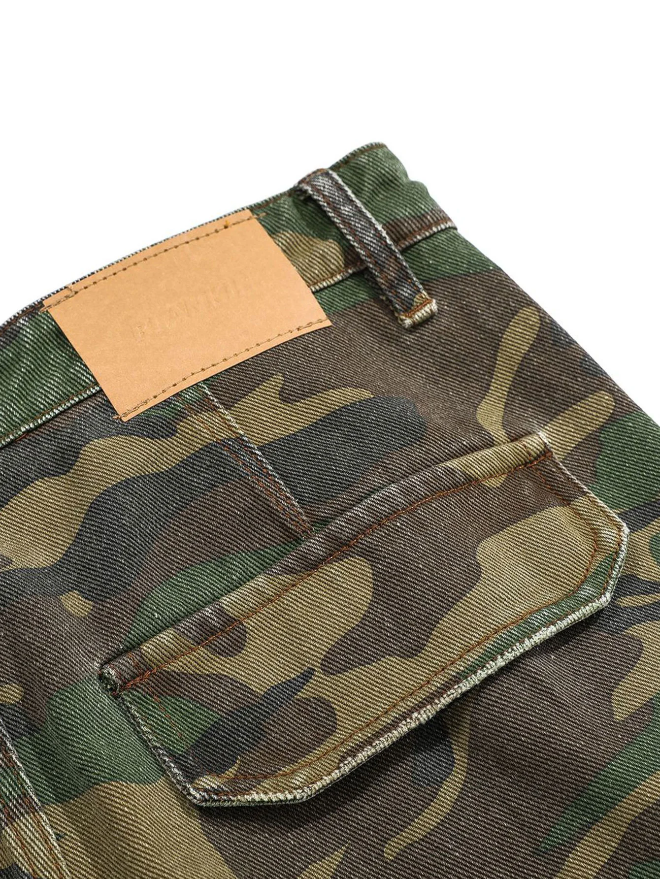 Baggy Passform Camouflage Zerrissene Weite Bein Hose - Image 14