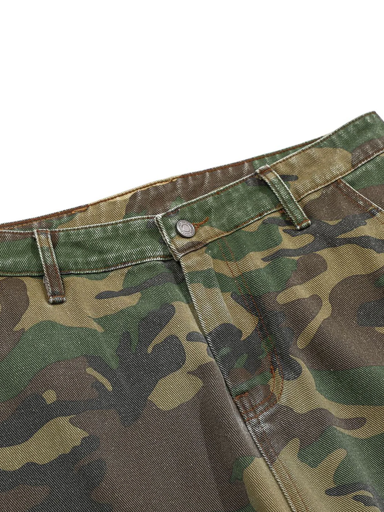 Baggy Passform Camouflage Zerrissene Weite Bein Hose - Image 9