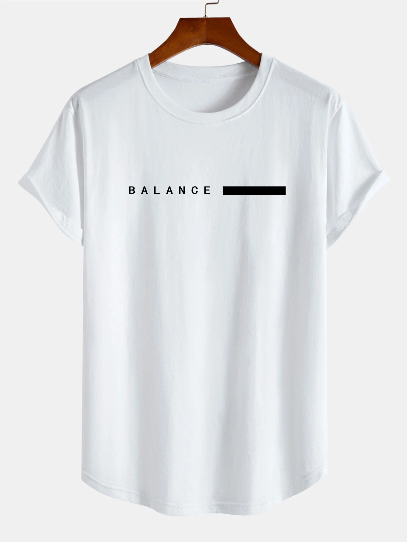 Balance Streifen Druck Baumwolle Bogen Saum T-Shirt