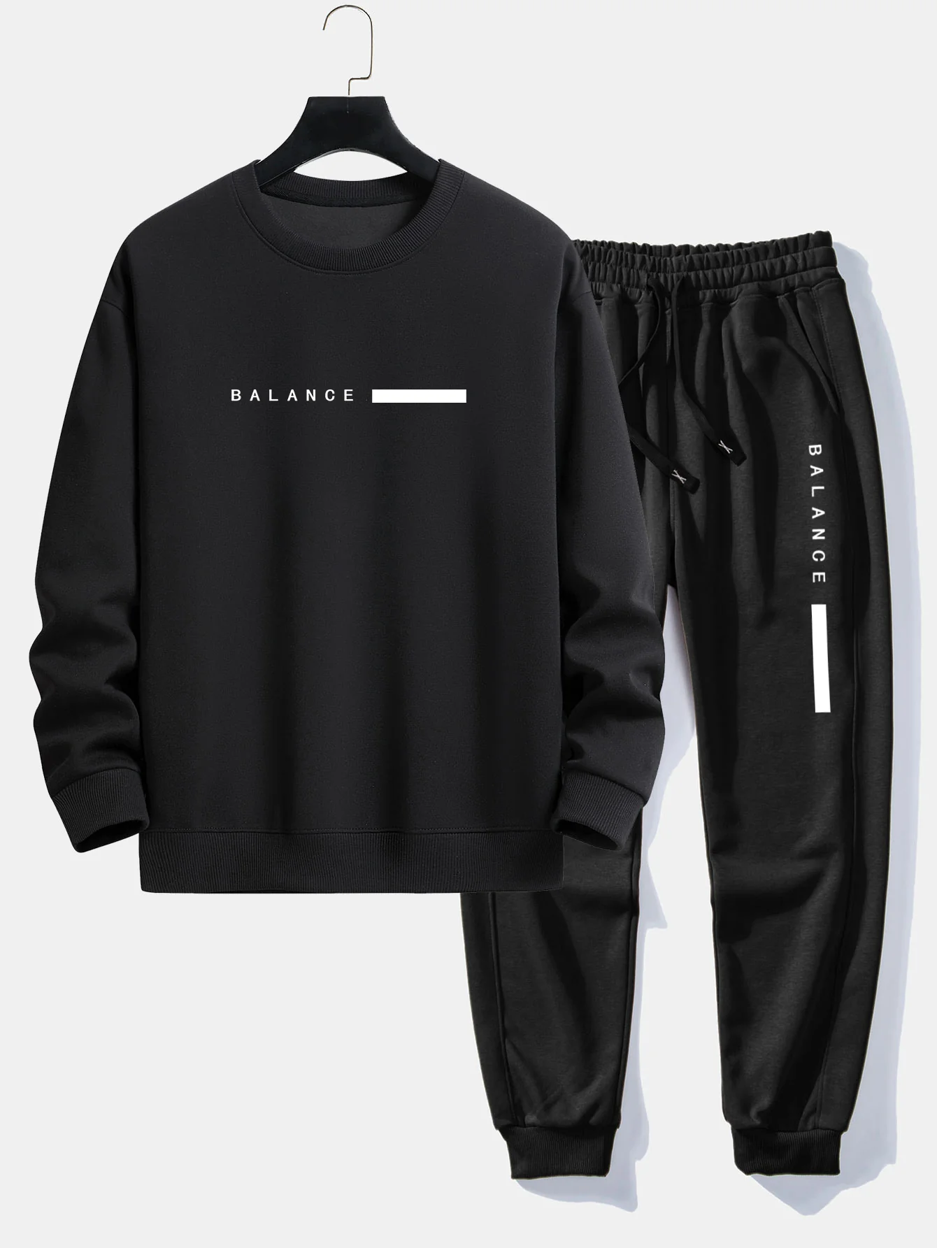 Balance Streifen Druck Relaxed Fit Rundhals Sweatshirt & Jogginghose