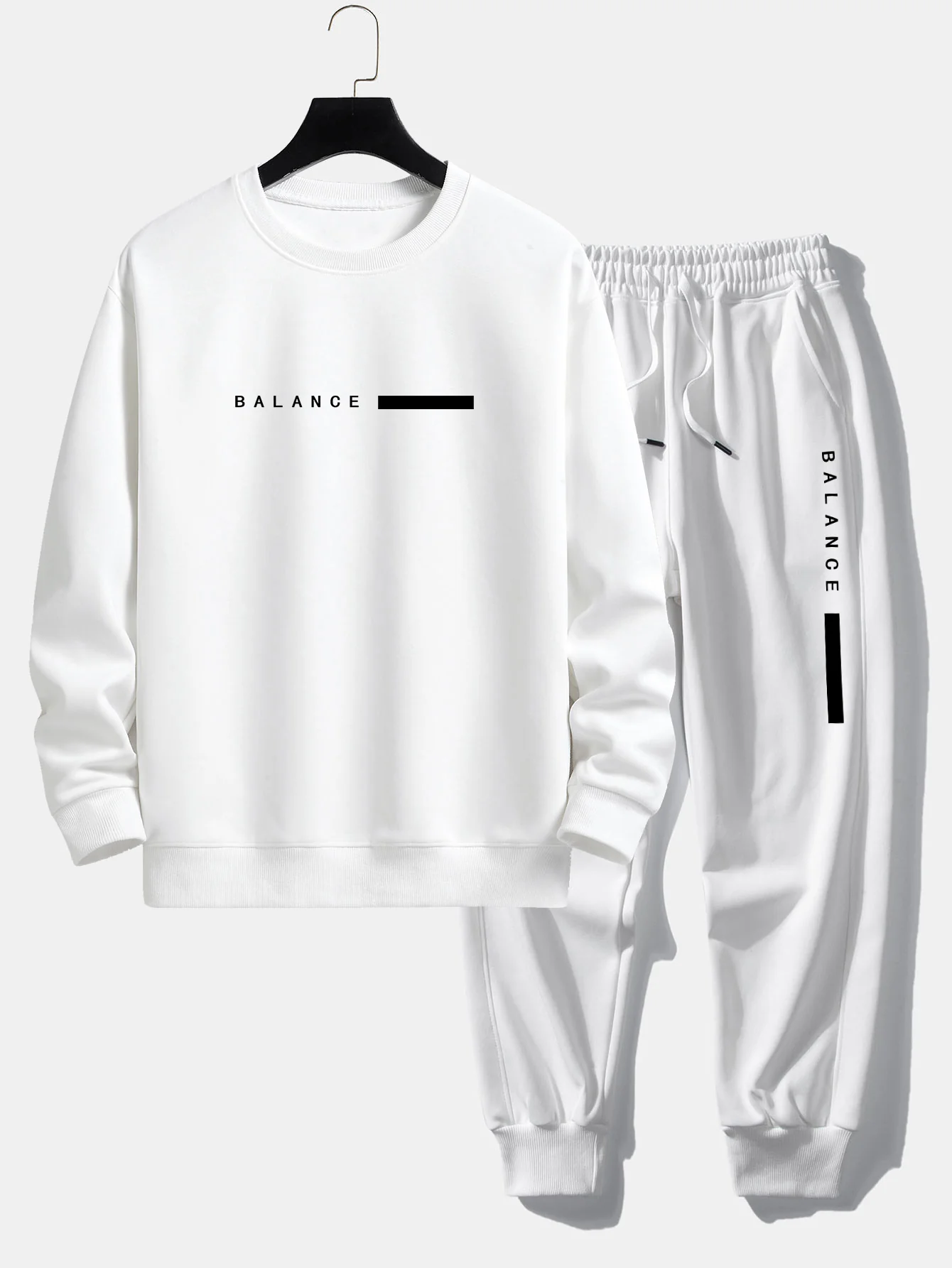 Balance Streifen Druck Relaxed Fit Rundhals Sweatshirt & Jogginghose - Image 4